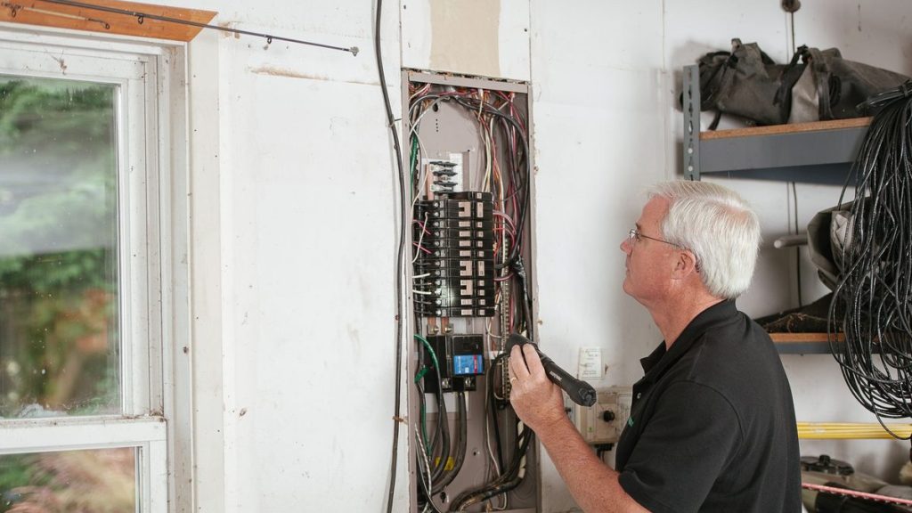Contrôle d'un tableau électrique lors d'un diagnostic immobilier